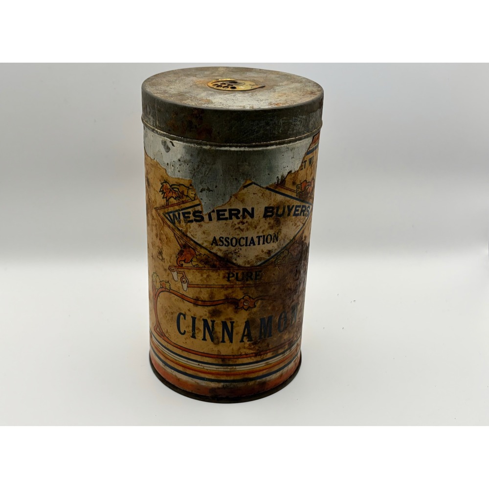 Vintage Western Buyers Association Cinnamon Tin Fort Worth Texas Spice Canister